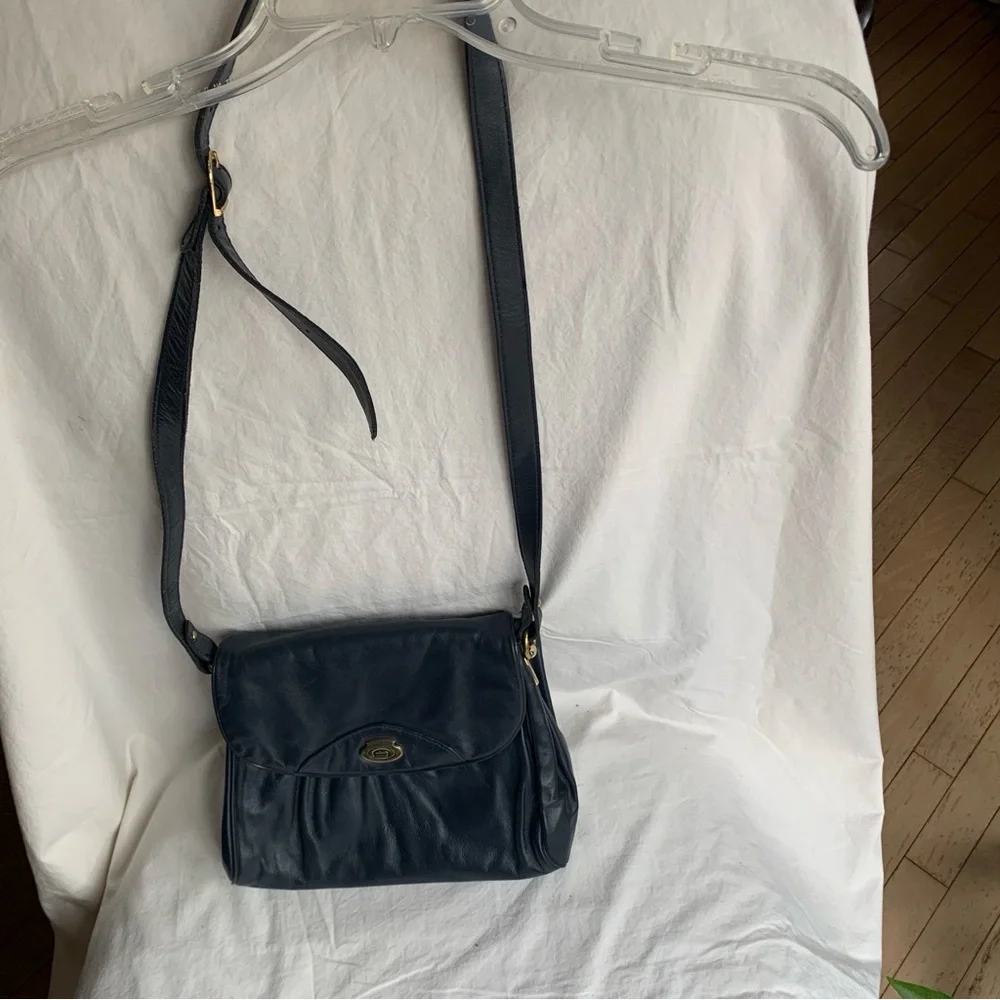 Dark Blue Etienne Aigner Vintage Leather Shoulder Bag - Picture 2 of 9
